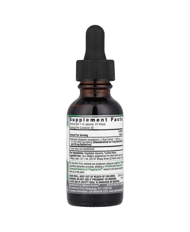 Nature's Answer Goldenseal Root Standardized Fluid Extract Alcohol-Free 1 000 mg - 1 fl