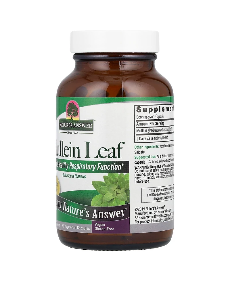 Nature's Answer Mullein Leaf 500 mg - 90 Vegetarian Capsules