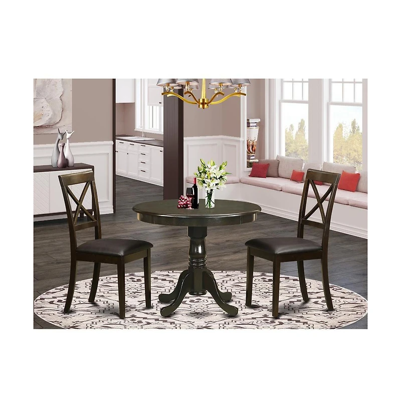 East West Furniture 3 Pc Kitchen Table-Kitchen Table and 2 Dining Chairs