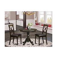 East West Furniture 3 Pc Kitchen Table-Kitchen Table and 2 Dining Chairs
