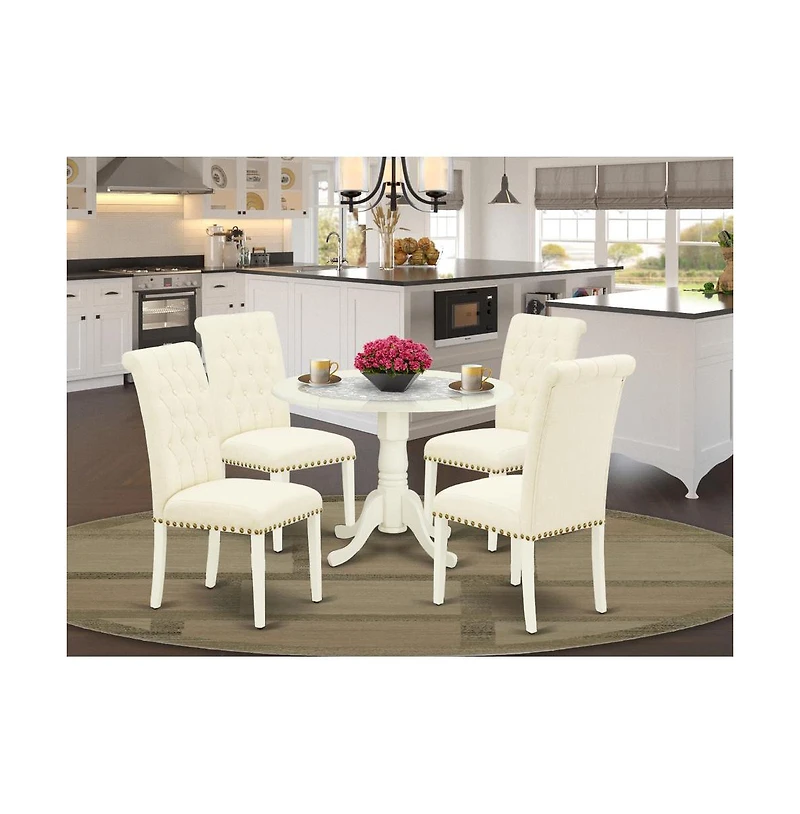 East West Furniture Dining Room Set Linen White