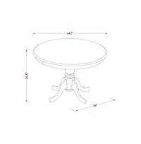 East West Furniture 3-Pc Modern Dining Room Table Set- 2 Dining Room Chairs and Wooden Dining Table - Wooden Seat and Slatted Chair Back