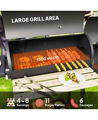 Outsunny 231 Sq.In. Steel Portable Charcoal Bbq Grill and Offset Smoker Combo