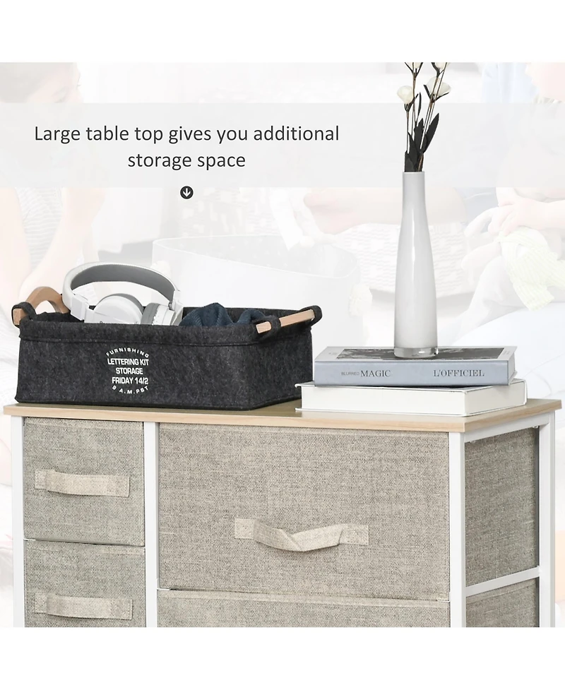 Homcom 7-Drawer Storage Cabinet Organizer Unit with Fabric Bins for Bedroom