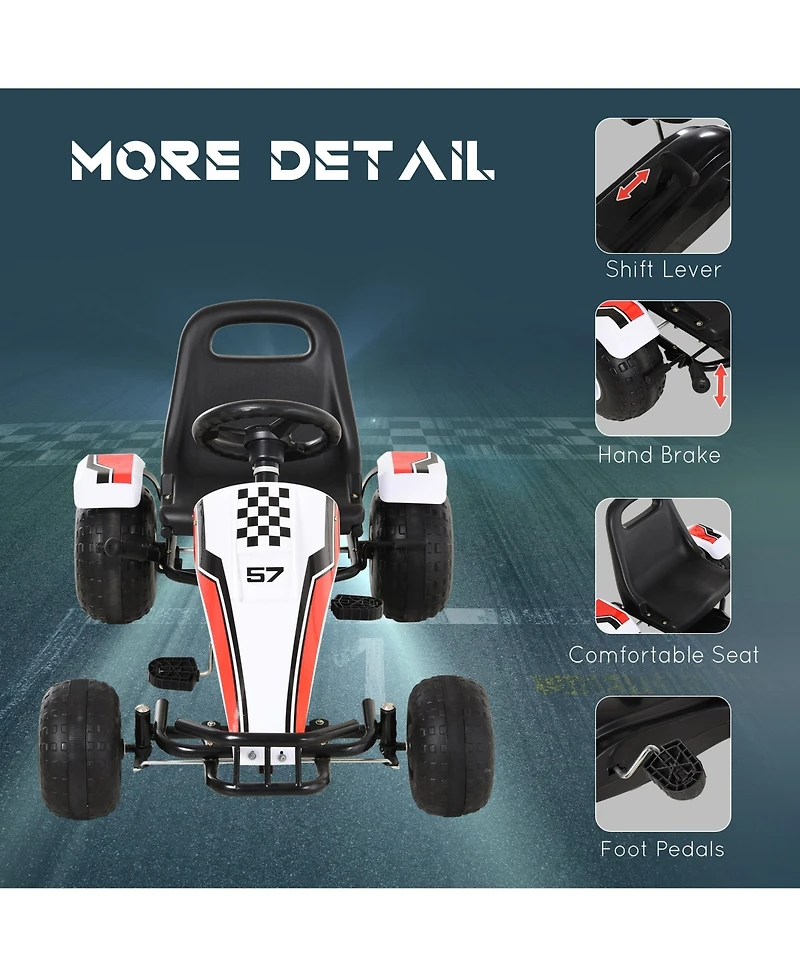 Aosom Pedal Go Kart Children Ride on Car w/ Adjustable Seat Plastic Wheel