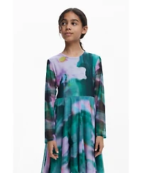 Desigual Girls Girls's Watercolor tulle long-sleeve dress