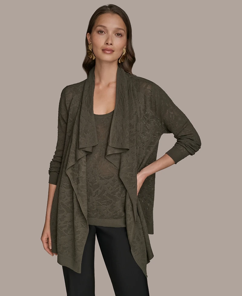 Donna Karan New York Women's Long-Sleeve Open Angle Hem Cardigan Sweater