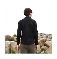 Campus Sutra Men's Midnight Blacl Pastel Striped Shirt