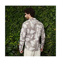 Campus Sutra Men's Tan Brown Abstract Heathered Shirt