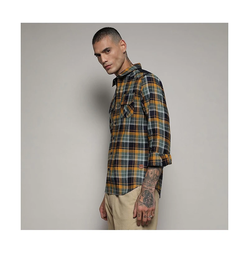 Campus Sutra Men's Checks Cyan Shirt