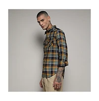 Campus Sutra Men's Checks Cyan Shirt