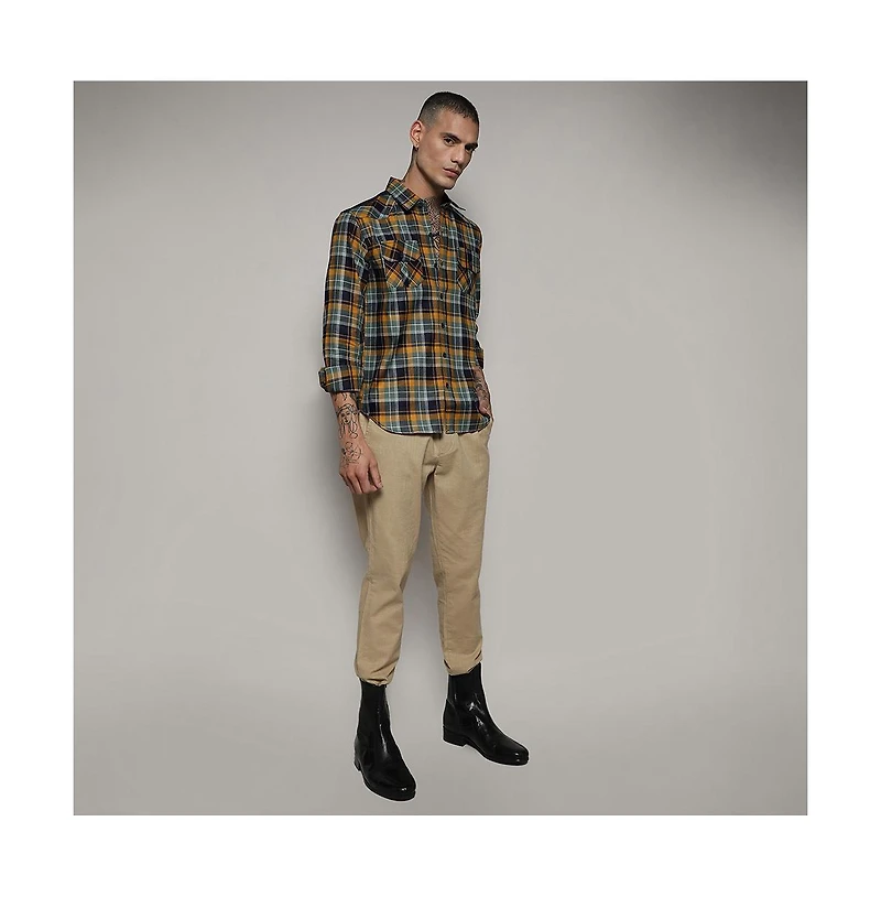 Campus Sutra Men's Checks Cyan Shirt