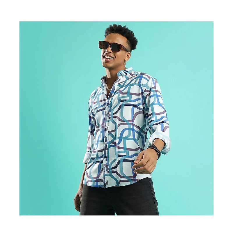 Campus Sutra Men's Abstract Print Button Up Shirt