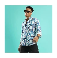 Campus Sutra Men's Abstract Print Button Up Shirt
