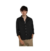 Campus Sutra Men's Onyx Black Abstract-Textured Shirt