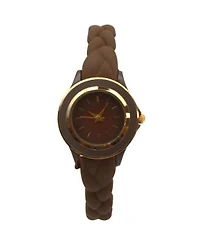 Olivia Pratt Brown Braided Silicone Band Women Watch