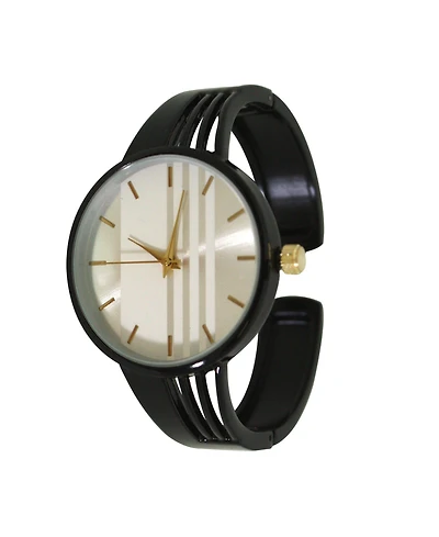 Olivia Pratt Black Modern Stripped Design Bangle Watch
