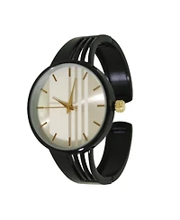 Olivia Pratt Black Modern Stripped Design Bangle Watch