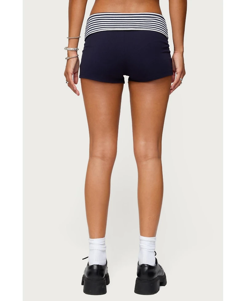 Edikted Women's 76 Stripey Fold Over Shorts