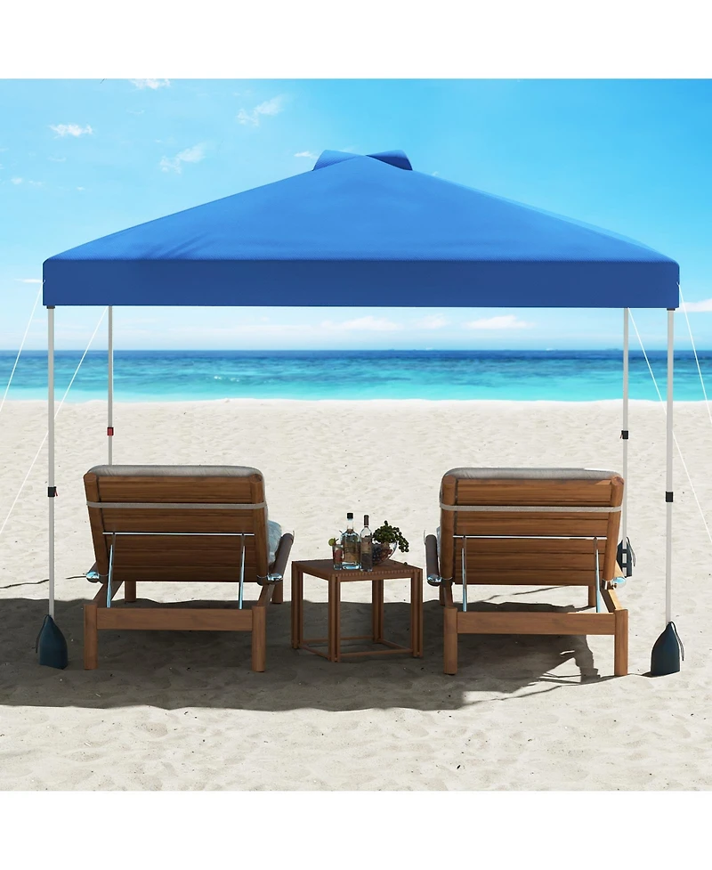 Gymax 10 X Ft Pop up Canopy Tent w/ 1 Sidewall Wheeled Bag 8 Stakes & 4 Wind Ropes