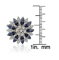 Suzy Levian Sterling Silver Sapphire & Created White Flower Ring