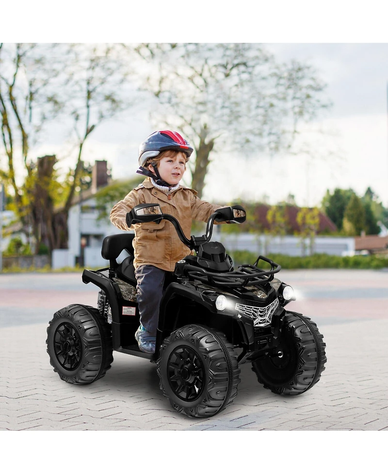 12V Kids Ride-On Atv 4 Wheeler with MP3 Player and Headlights - Black
