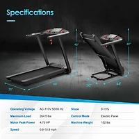 4.75HP Folding Treadmill with Preset Programs and Touch Screen Control