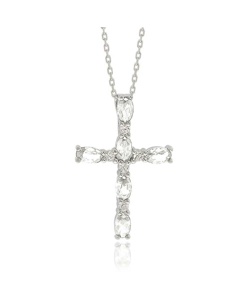 Suzy Levian Sterling Silver White Topaz Cross Pendant