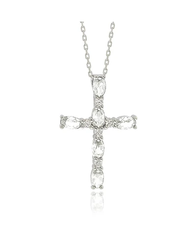 Suzy Levian Sterling Silver White Topaz Cross Pendant
