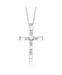 Suzy Levian Sterling Silver White Topaz Cross Pendant