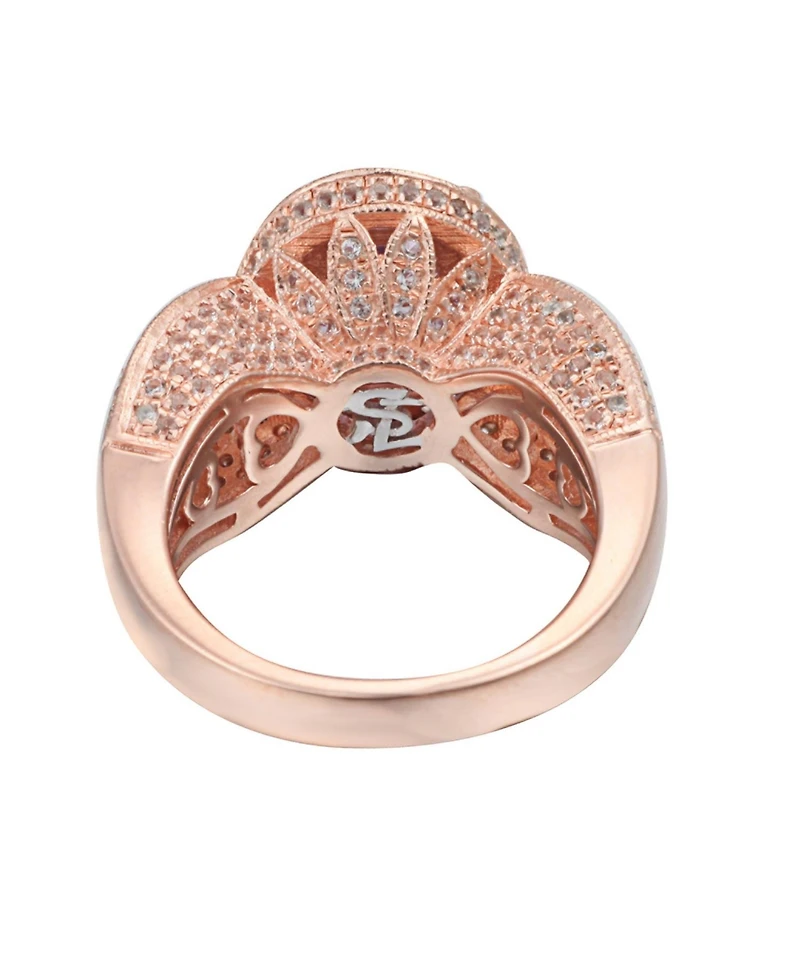 Suzy Levian New York Sterling Silver Oval Cut Center Topaz Cocktail Ring