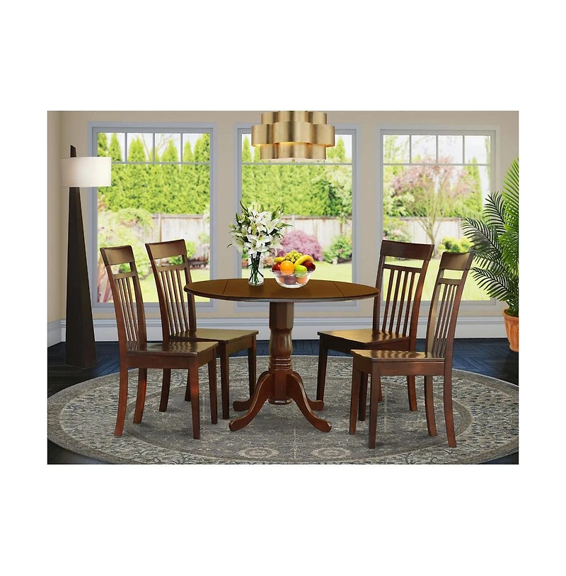 East West Furniture 5 Pc Kitchen nook Dining set-small Table and 4 Dining Chairs