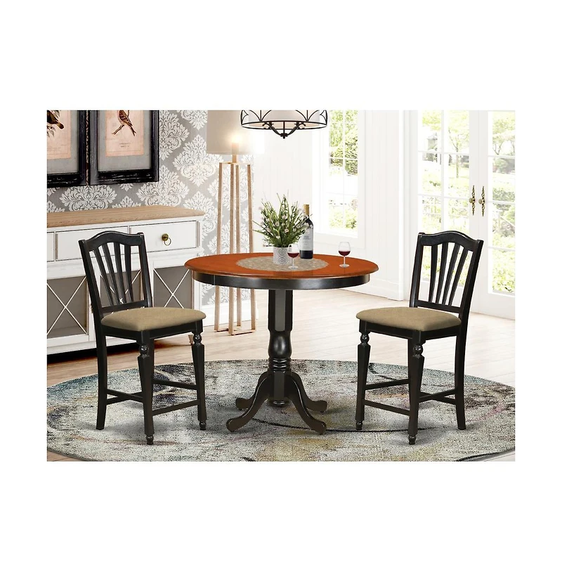 East West Furniture 3 Pc counter height pub set - high top Table and 2 counter height stool