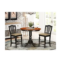 East West Furniture 3 Pc counter height pub set - high top Table and 2 counter height stool