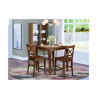 East West Furniture 3 Pc Dining counter height set - counter height Table and 2 Kitchen bar stool