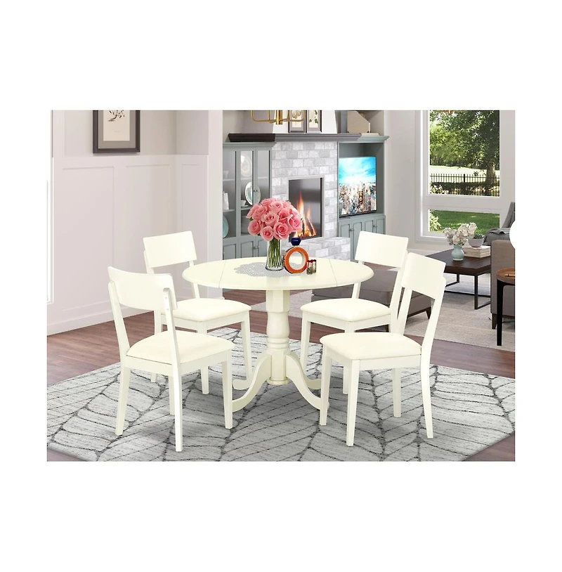 East West Furniture Dining Room Set Linen White