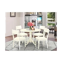 East West Furniture Dining Room Set Linen White