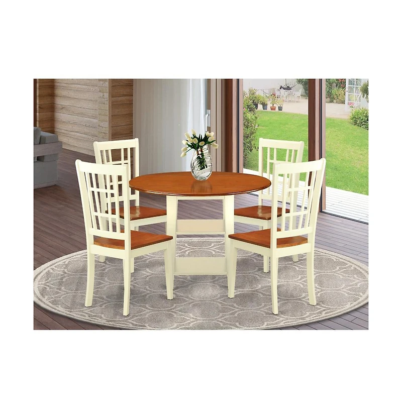 East West Furniture Dining Room Set Buttermilk & Cherry