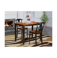 East West Furniture 3 Pc Dining counter height set-pub Table and 2 bar stools with backs