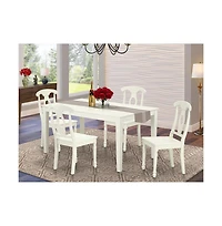East West Furniture Dining Room Set Linen White