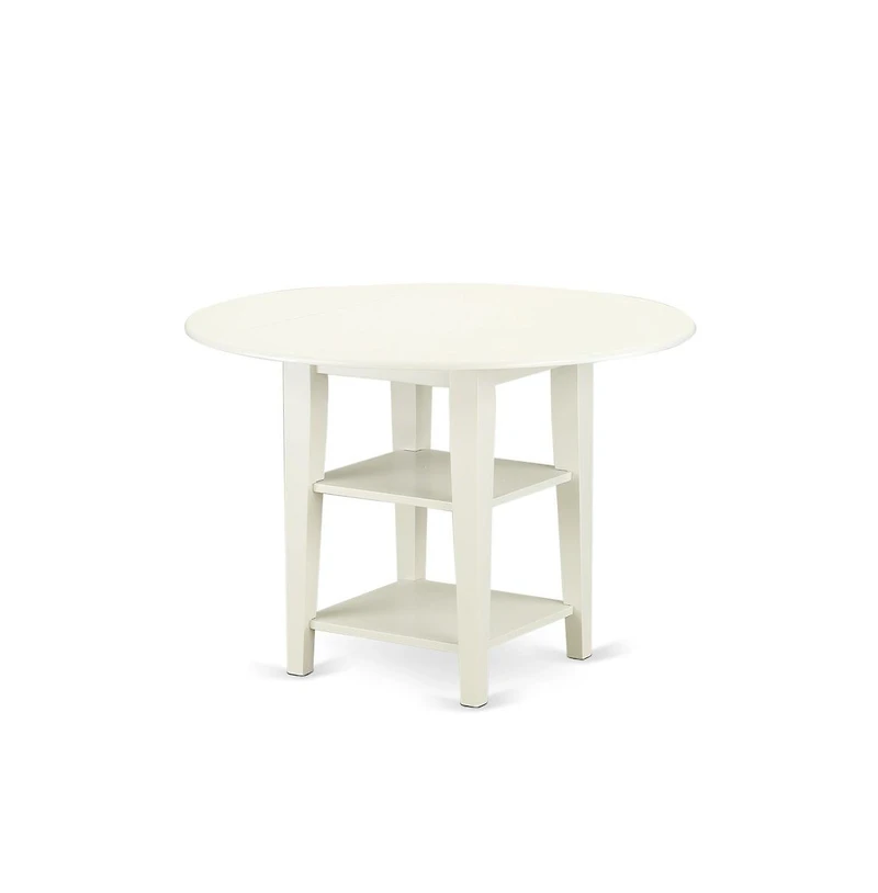 East West Furniture kitchen dining table set of 2 great kitchen dining chairs with Linen Fabric Baby Blue color and an attractive drop leaf and two sh