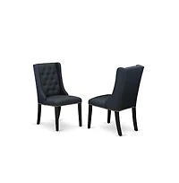 East West Furniture 5 Pc Dining Room Table Set Includes 4 Black Linen Fabric Dining Room Chairs with Button Tufted and Cement Dining Room Table