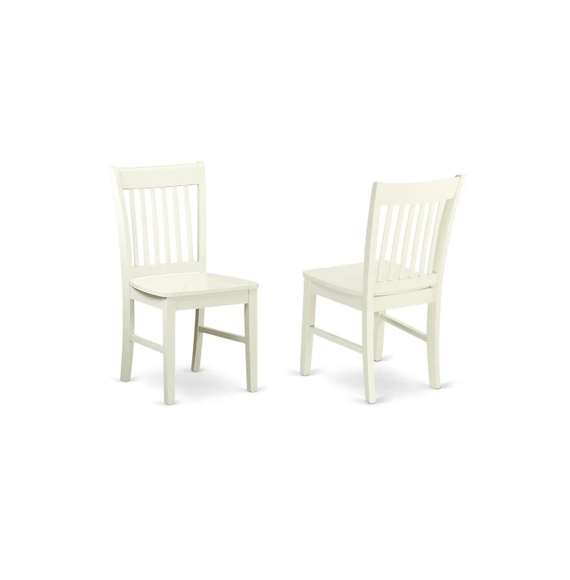 East West Furniture 3 Piece Dining Room Table Set - Linen White Dining Room Table and 2 Linen White Dining Room Chairs with Slatted Back