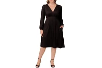 Kiyonna Plus Diana Long Sleeve Midi Dress