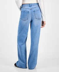 Indigo Rein Juniors' High-Rise Curvy-Fit Wide-Leg Jeans