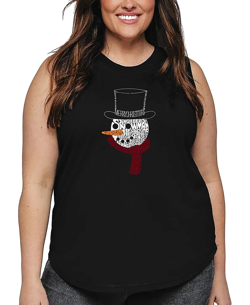 La Pop Art Plus Snowman Face Word Tank Top