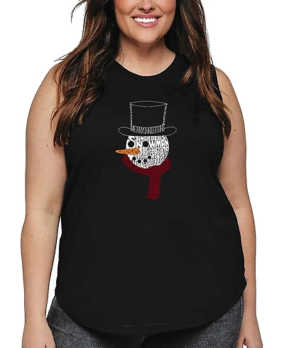 La Pop Art Plus Snowman Face Word Tank Top