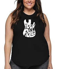 La Pop Art Plus Rock and Roll Guitar Word Tank Top