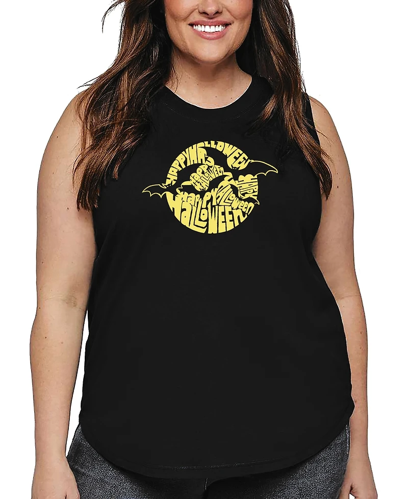 La Pop Art Plus Halloween Bats Word Tank Top