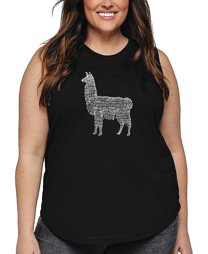 La Pop Art Plus Llama Mama Word Tank Top